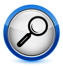 Magnifying glass icon crystal blue round button