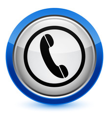 Phone icon crystal blue round button