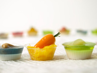 Coconut jelly Thai dessert with Look Choup