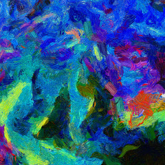 Abstract texture background. Digital painting in Vincent Van Gogh style artwork. Hand drawn artistic pattern. Modern art. Good for printed pictures, postcards, posters or wallpapers and textile print.
