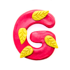 Autumn plasticine letter G of the English alphabet