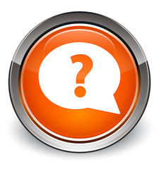 Question mark bubble icon optimum orange round button