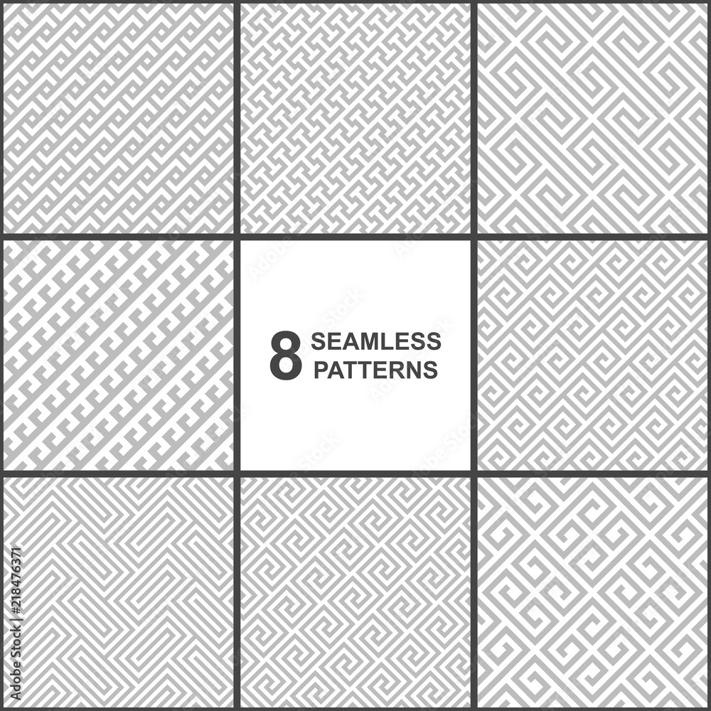 Fototapete Set of vector geometric patterns. Collection of seamless patterns for your design. Vector illustration.