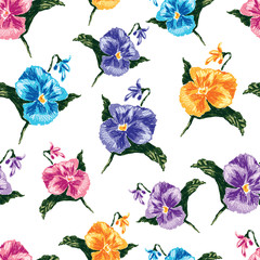 Vector pattern of colorful pansies
