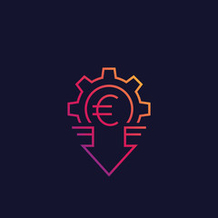 cost reduction icon with euro, line style