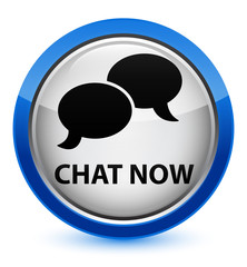 Chat now crystal blue round button