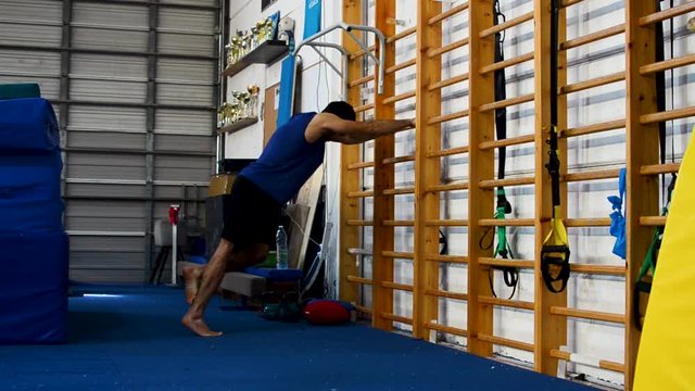 still shot of ankle exercises based on gymnastics fitness elements
