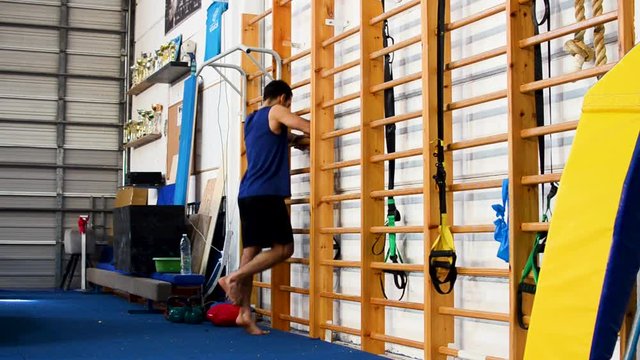 still shot of ankle exercises based on gymnastics fitness elements