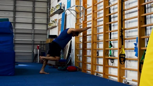 still shot of ankle exercises based on gymnastics fitness elements