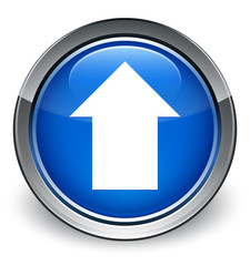 Upload arrow icon optimum blue round button