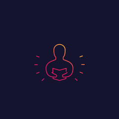 Man reading book vector linear icon