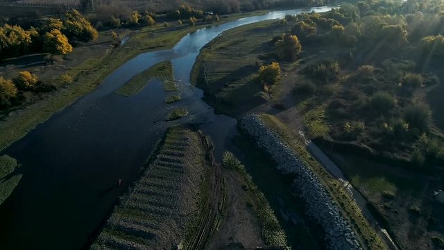 60 fps drone footage of Requegua's river in close to San Vicente Tagua tagua one of the majors agro areas of Chile