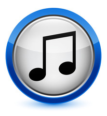 Music icon crystal blue round button