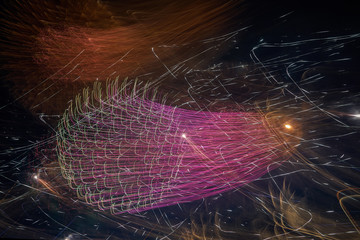 Abstract light holiday color firework trails. Abstract background. Copy space