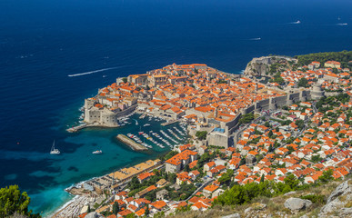 Overview to the old town of Dubrovnik, Croatia.