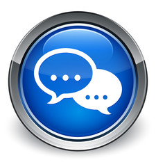 Talk bubble icon optimum blue round button