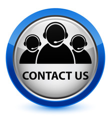 Contact us (customer care team icon) crystal blue round button