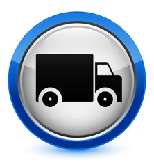 Delivery truck icon crystal blue round button