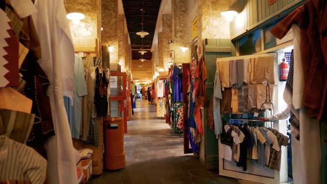 Shops in traditional souq market in middle east.