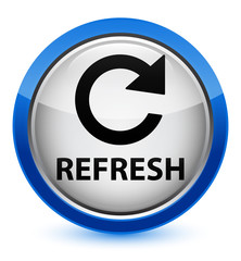 Refresh (rotate arrow icon) crystal blue round button