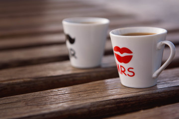 two coffee cups, decor for a photo shoot