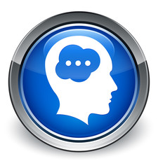 Brain head icon optimum blue round button
