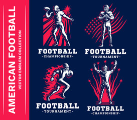 American football emblem collections, designs templates on a dark background