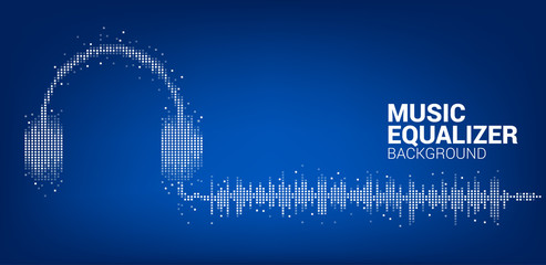 Sound wave Music Equalizer background, audio visual headphone icon