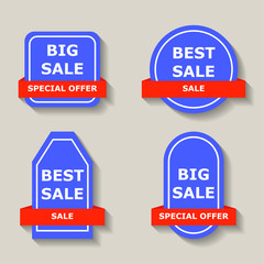 Sale label price illustration shopping discount vector. Offer tag banner fashion symbol isolated. Concept red advertising design paper flyer sign. Blue retail summer special sticker. Gift shape card.