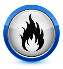 Fire icon crystal blue round button