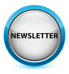 Newsletter crystal cyan blue round button