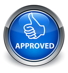 Approved (thumbs up icon) optimum blue round button