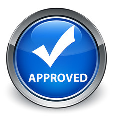 Approved (validate icon) optimum blue round button