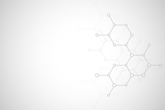 Abstract molecular structure and chemical elements. Medical, science and technology concept. Vector geometric background from hexagons.