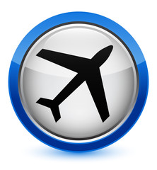 Fototapeta premium Plane icon crystal blue round button