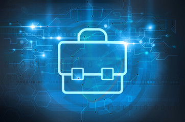 suitcase symbol on technology background