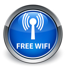 Free wifi (wlan network) optimum blue round button