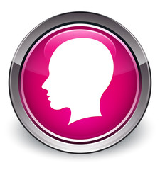 Head female face icon optimum pink round button