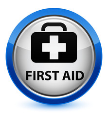 First aid crystal blue round button