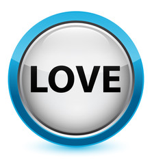 Love crystal cyan blue round button