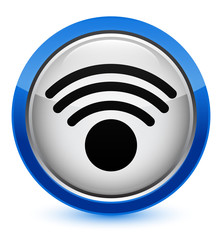 Wifi icon crystal blue round button