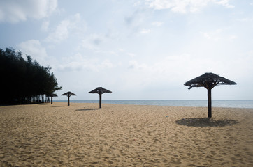 Beach Umbrellas in a sunny day.