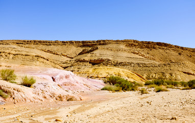 Scenic view of a canyon in Negev Desert . Israel