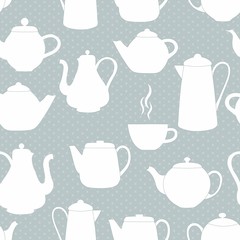Seamless pattern with kettles