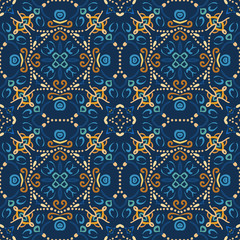 Blue Seamless Pattern Oriental Design