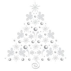 Bright Merry Christmas tree single. Christmas decorative tree, object isolated. Vector format and jpg.