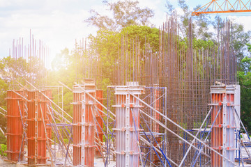 construction  housing project in building high site workplace with copy space add text