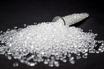 Plastic in granules. Polymer pellets.