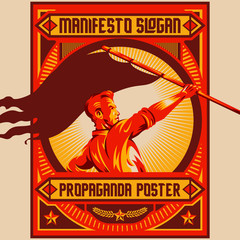 Retro Remonstrance Propaganda Posters Elements Background Set - obrazy, fototapety, plakaty