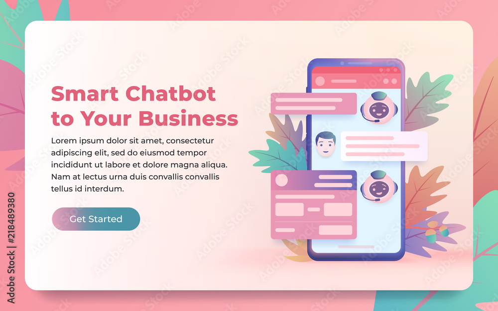 Poster chatbot and future marketing concept. chatbot answers the question of the user. dialog box of smartp